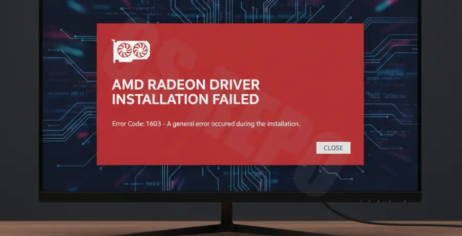 AMD Radeon Software Factory Reset Failed Error Message on screen.