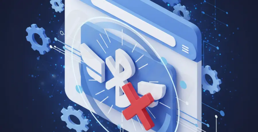 Troubleshooting guide for Chrome Bluetooth connection refused error showing technical steps.