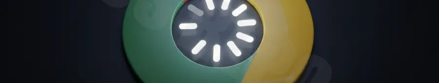 Google Chrome login screen showing an infinite loading spinner.