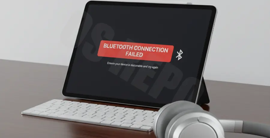 iPad Pro screen displaying a Bluetooth pairing request failed error message.