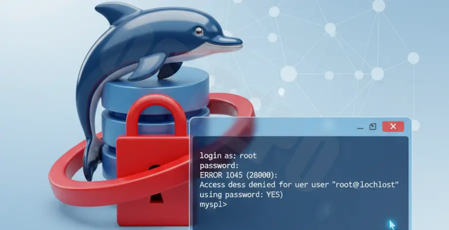 MySQL Access Denied for root user error fix illustration.