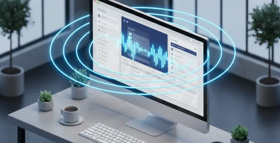 Troubleshooting Notion audio output settings on a laptop.