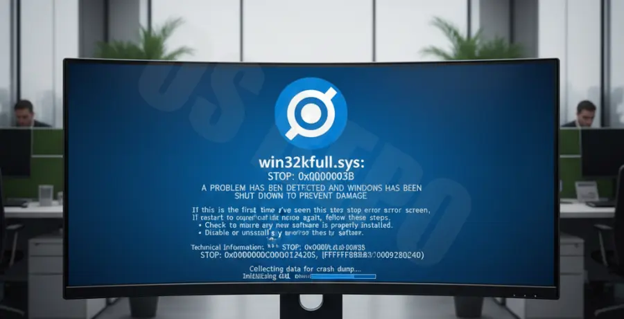 Windows Blue Screen of Death error win32kfull.sys caused by Microsoft Outlook.