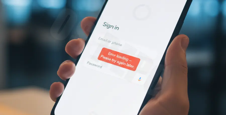 Google Pixel 9 showing a sign-in error during the setup process.