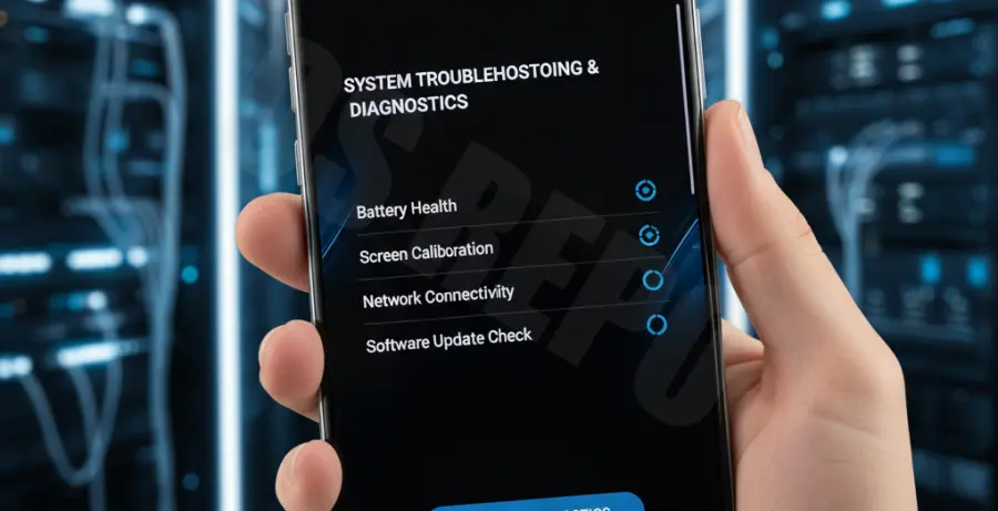 Samsung Galaxy S25 Ultra troubleshooting screen showing system settings to fix freezing and restarting issues.