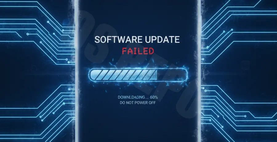 Galaxy S25 Ultra stuck on downloading updates screen showing a frozen progress bar.