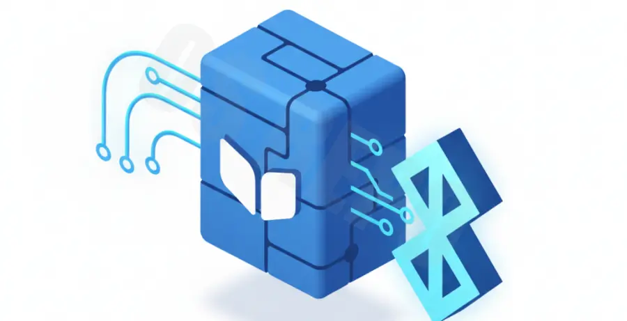 Diagram showing Docker container connecting to Bluetooth hardware via DBus mapping.
