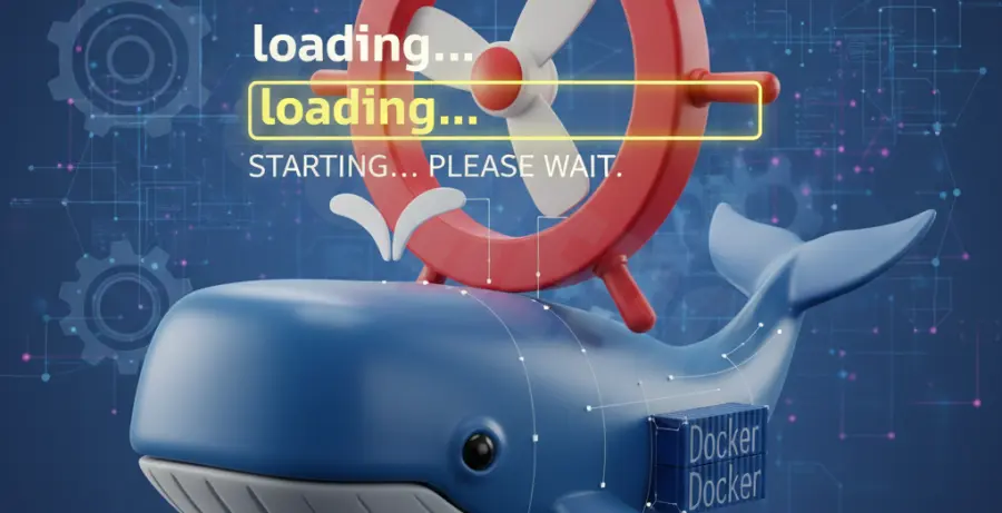 Docker Desktop interface showing Kubernetes status stuck on starting with a yellow indicator.