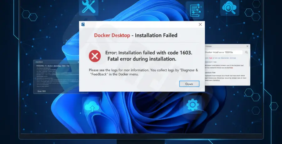 Troubleshooting Docker Installation Error 1603 on Windows.