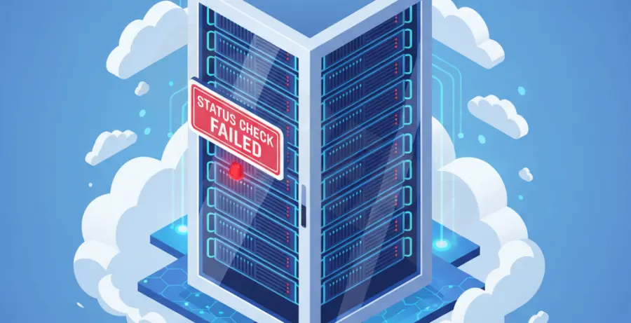 AWS EC2 console dashboard displaying an instance status check failed error.