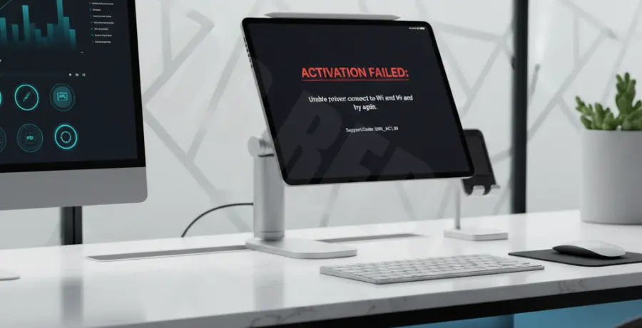 iPad Pro showing an activation error message on its display screen.