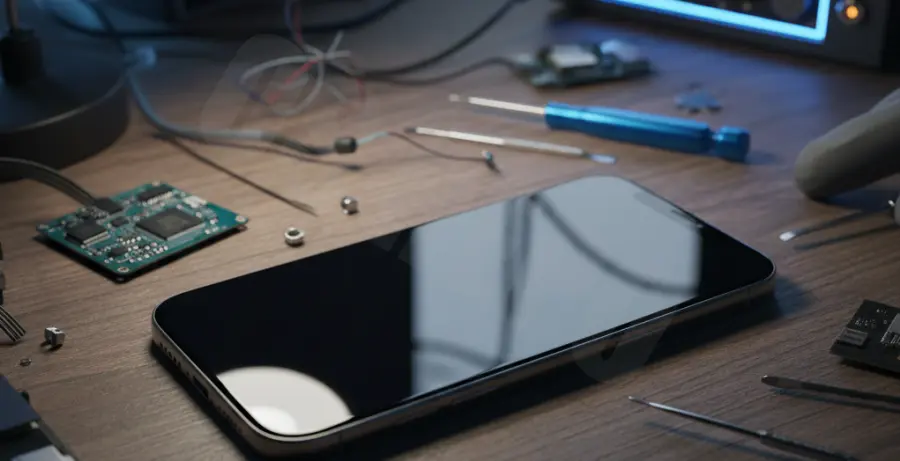 iPhone 16 Pro black screen troubleshooting guide image.