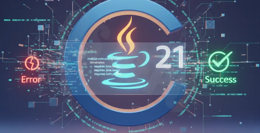 Java 21 module-info.java compilation error fix illustration.