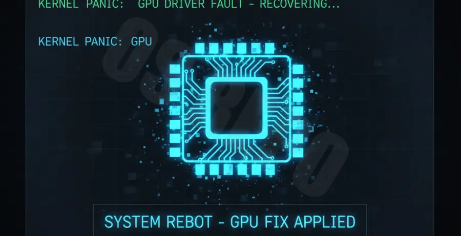 Kali Linux hardware acceleration crash fix guide showing terminal code and GPU icon.