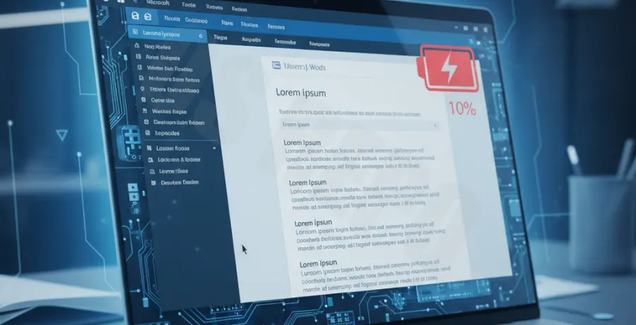 Microsoft Word battery drain fix on a laptop.