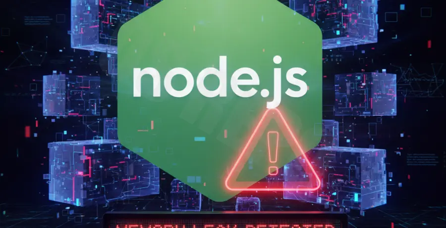 Node.js heap out of memory error fix illustration.