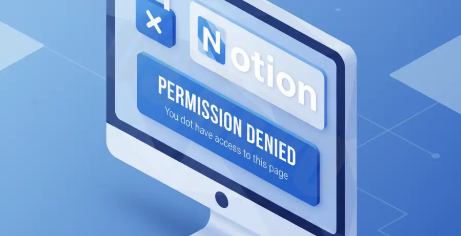 Illustration of a Notion installation error involving administrator privilege restrictions.