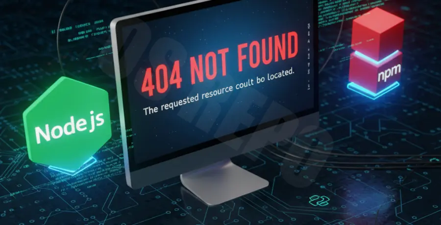 How to fix npm err code e404 terminal screen display