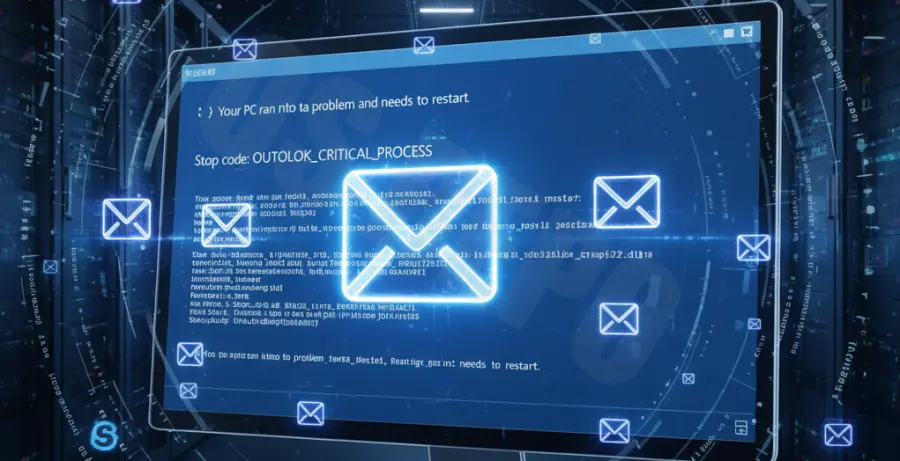 Troubleshooting Microsoft Outlook crash dump and system BSOD error.