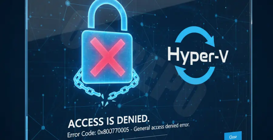 Troubleshooting Windows Server 2022 Hyper-V Error 0x80070005 Access Denied.