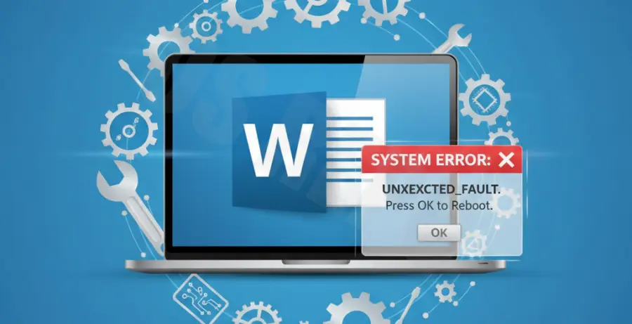 Microsoft Word crash to desktop error fix tutorial image.