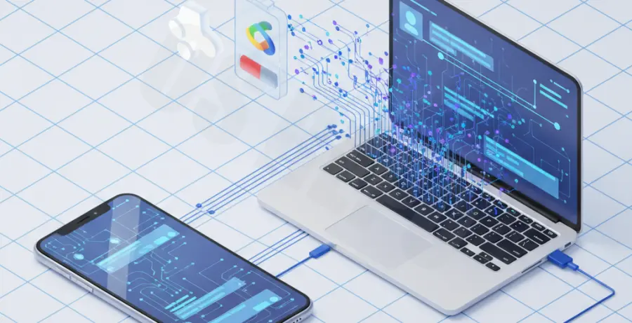 Diagram showing how to manage Slack background activity and battery usage settings on mobile and desktop.
