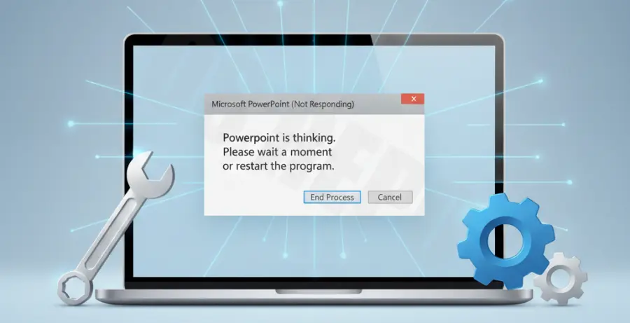Troubleshooting guide for PowerPoint not responding error on a Windows computer.