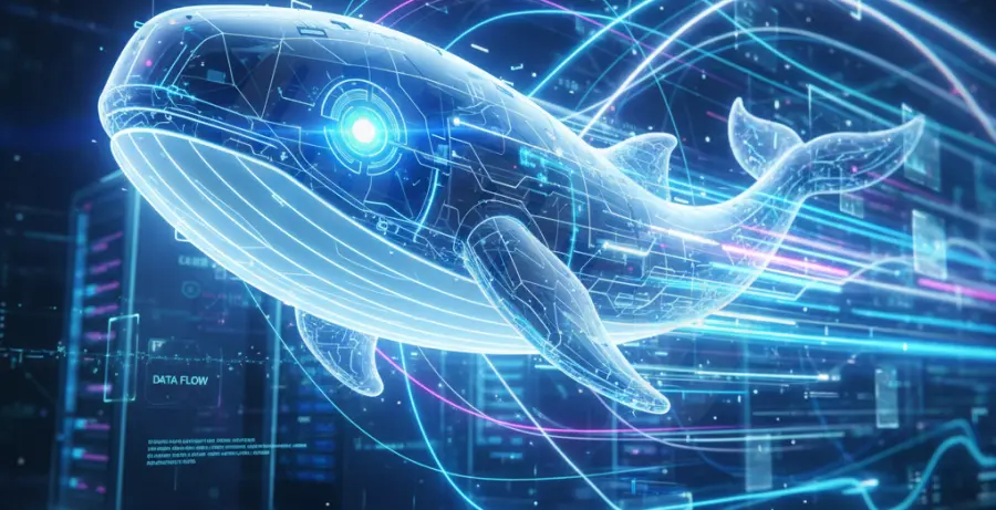 A 3D digital illustration showing a fast Docker pull process with speed effects.