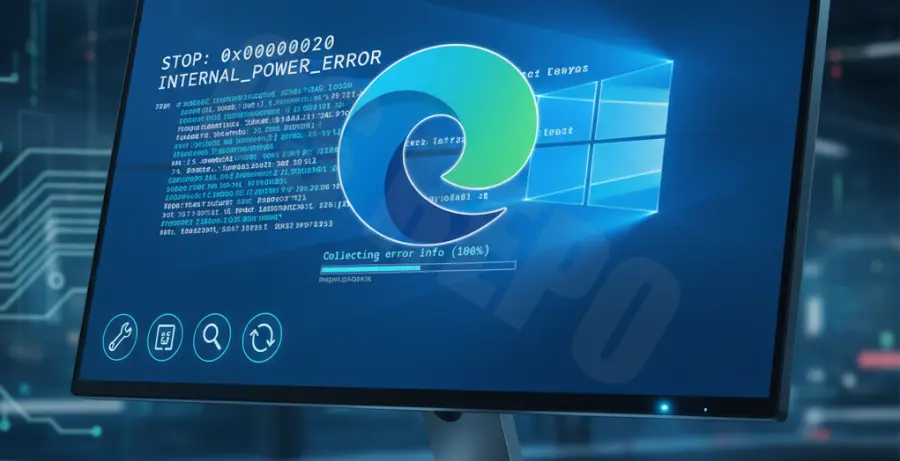 A computer monitor displaying a blue screen of death error caused by Microsoft Edge.