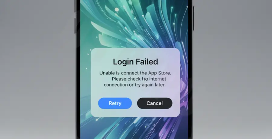 iOS 18 App Store sign in not working error screen on iPhone.