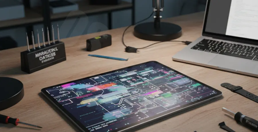 iPad Pro 12.9 screen showing flickering and display glitches.