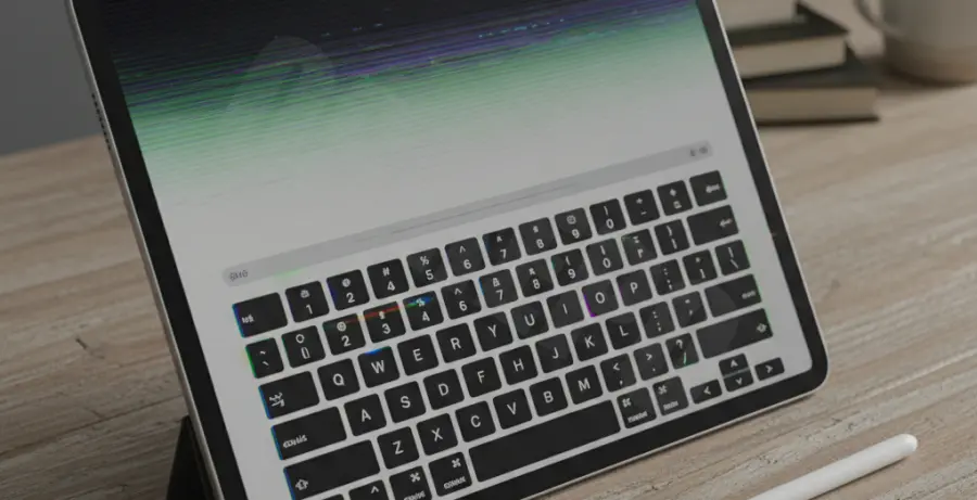 iPad Pro screen flickering while the on-screen keyboard is visible.