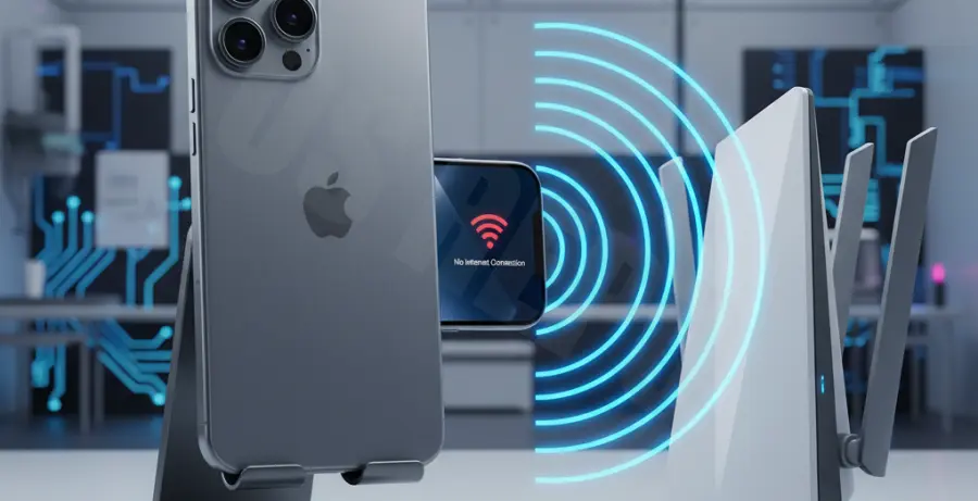 iPhone 16 Pro displaying weak WiFi signal and connectivity issues.