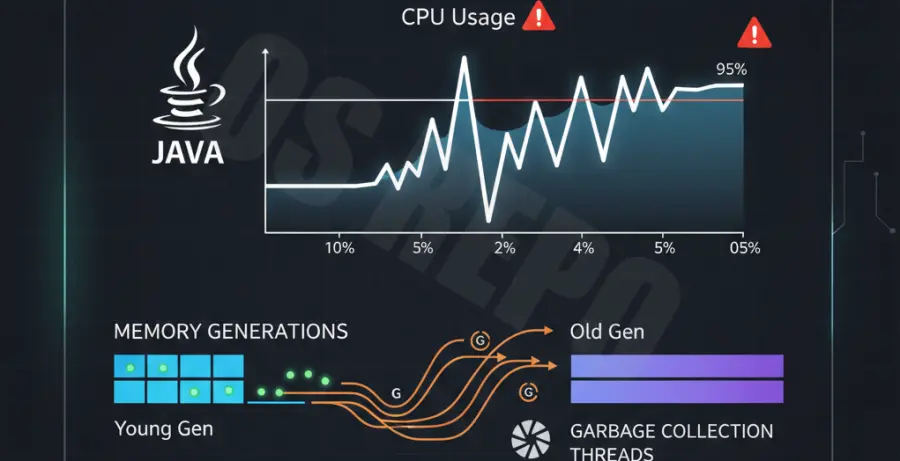 Java 21 performance monitoring dashboard showing Generational ZGC CPU spikes.