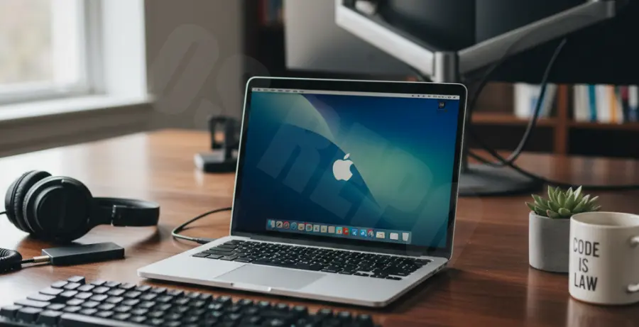 macOS Sequoia login window missing on a laptop screen.