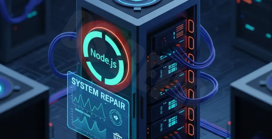 Node.js garbage collection high CPU fix technical illustration.