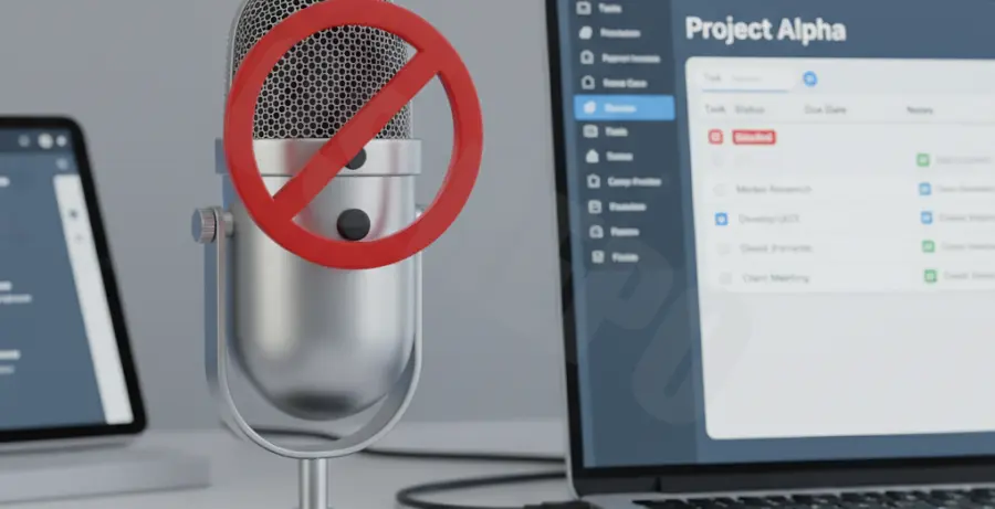 Troubleshooting a disabled microphone in the Notion app.