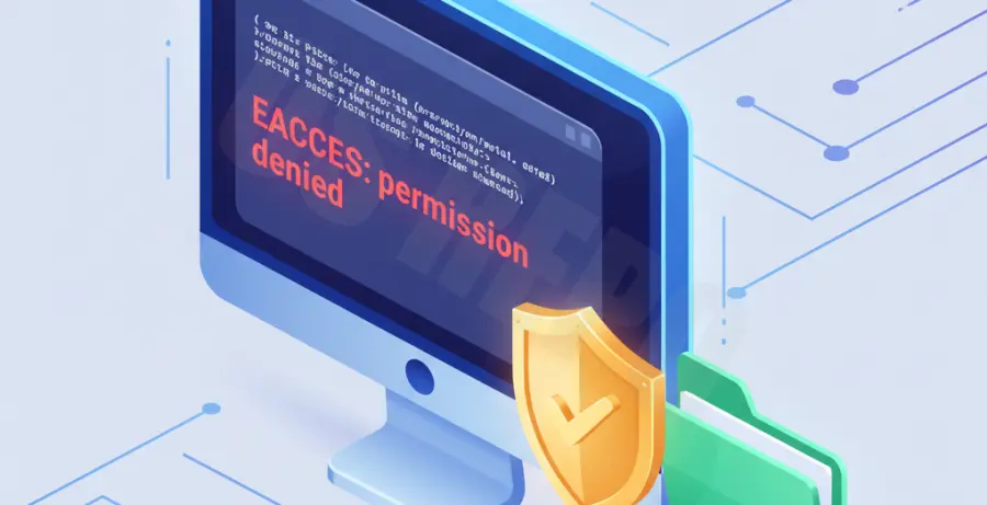Terminal screen showing npm install g permissions error EACCES.