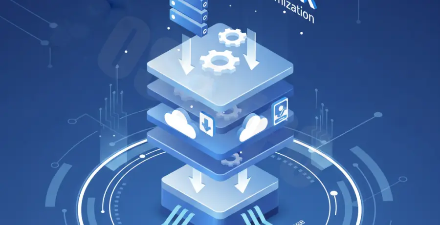 Optimization diagram for Docker overlay2 storage driver showing performance layers.