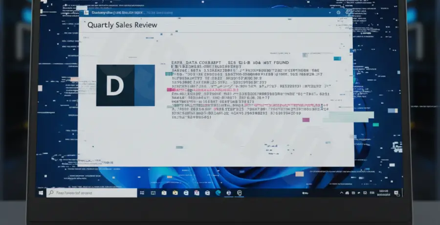 PowerPoint screen flickering error on a Windows 11 laptop display.