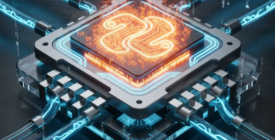 Professional visualization of Python 3.13 thermal management and CPU cooling.