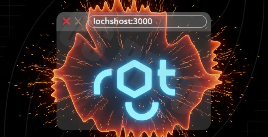 Digital illustration of a React browser tab overheating with glow effects.