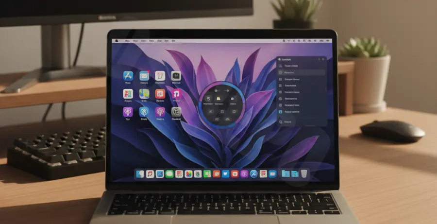 MacBook Pro displaying a stable macOS Sequoia desktop after fixing screen flickering issues.