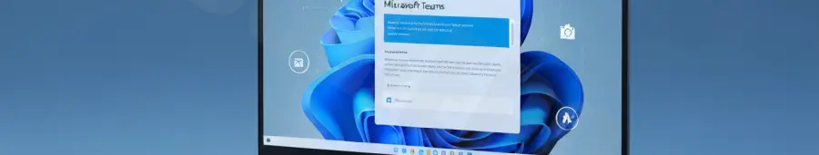 Microsoft Teams update failed error message on a Windows 11 desktop.