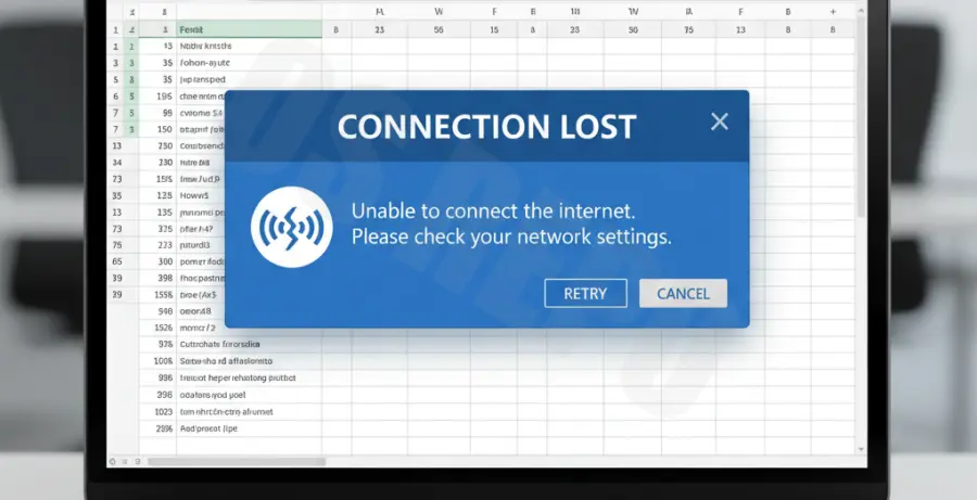 Troubleshooting Excel 365 internet connection dropouts and WiFi sync errors.